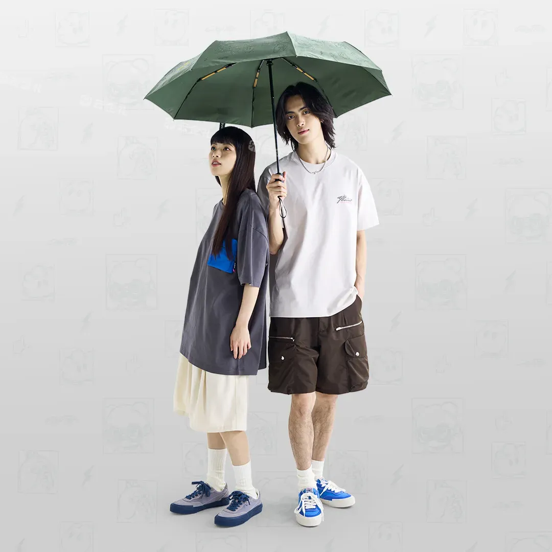 PANDAER定制 遇水浮花军绿雨伞