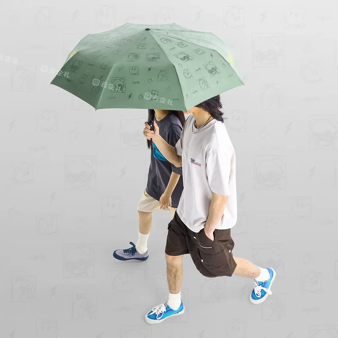PANDAER定制 遇水浮花军绿雨伞
