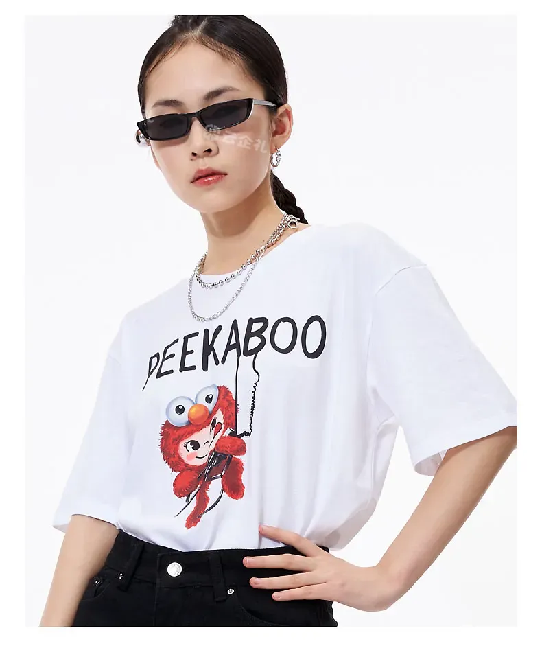 自研款-趣味女装T恤绘画猫和娃娃机