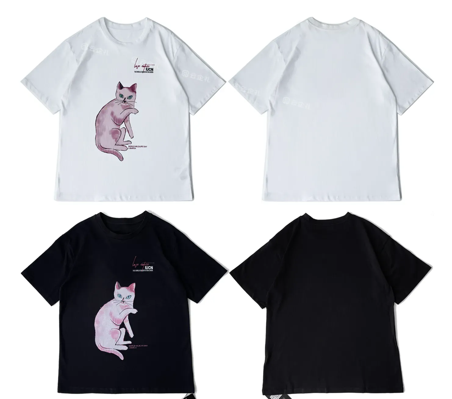 自研款-趣味女装T恤绘画猫和娃娃机